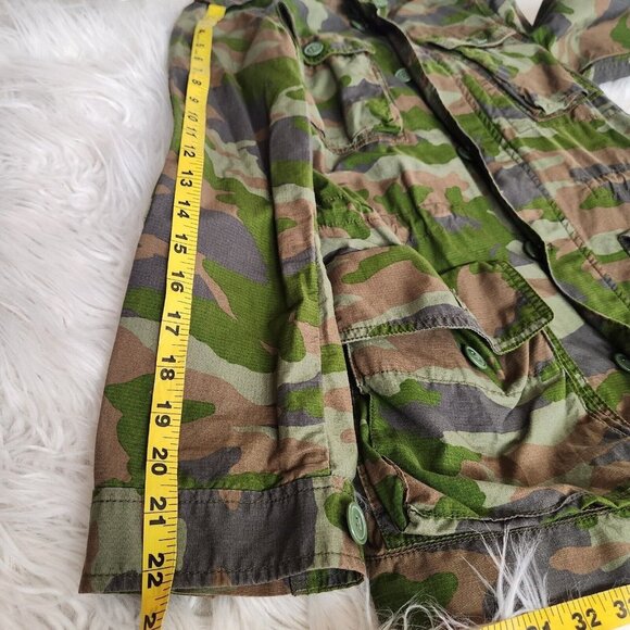 J Crew Jacket Womens XS Boyfriend Fatigue Hooded Camouflage Cotton camo army zip - Picture 11 of 13